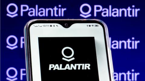 Palantir Technologies Inc logo displayed on a smartphone screen
