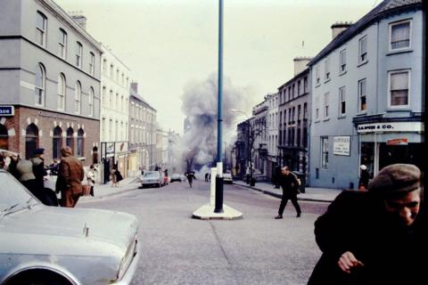 An image showing smoke rising after a bomb exploded