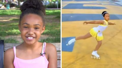 Kaitlyn Saunders skating at Black Lives Matter Plaza