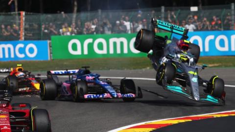 Lewis Hamilton and Fernando Alonso collide