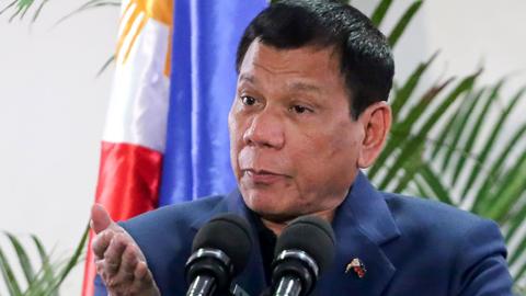 Philippine President Rodrigo Duterte at Davao International Airport on 22 October 2016