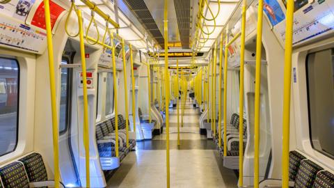 A tube train on the London Underground