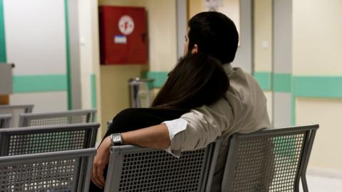 Patients waiting in a Greek hospital (file pic)