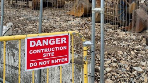 Danger construction site sign