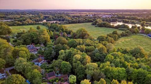A bird's eye view of Theale on a pleasant day.