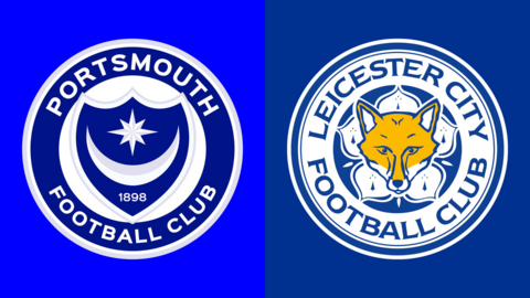 Side-by-side of Portsmouth and Leicester City badges