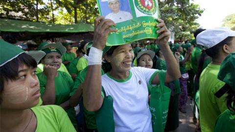 Campaigners in the Myanmar elections