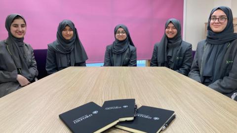 Five pupils from Feversham Girls' Academy In Bradford