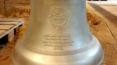 The new bell with the dedication to the Queen's Platinum Jubilee