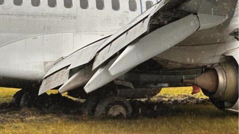 A plane in mud