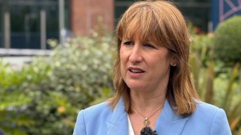 Rachel Reeves wearing a pale blue suit