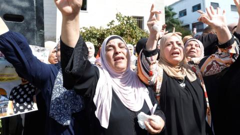 A funeral of a 24-year-old Palestinian man who was killed by Israeli forces, near Ramallah in the West Bank - 13 October 2023