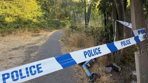Cordon in place on a footpath