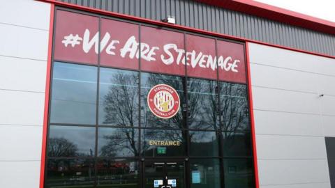 The entrance of Stevenage stadium