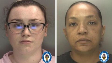 Two women in mugshots