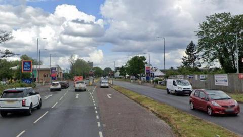 A general view of Altrincham Road, Baguley 