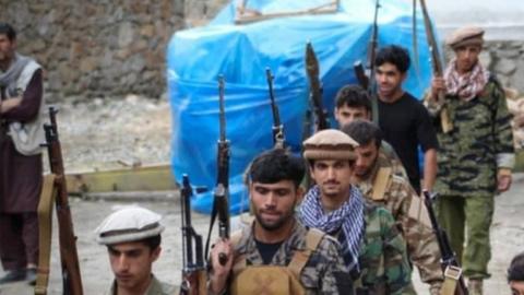 Men prepare for defense against the Taliban in Panjshir, Afghanistan in August