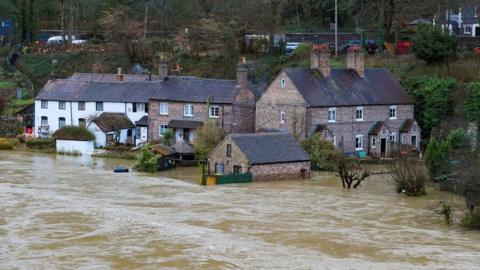 Flooding in Ironbridge, Shropshire