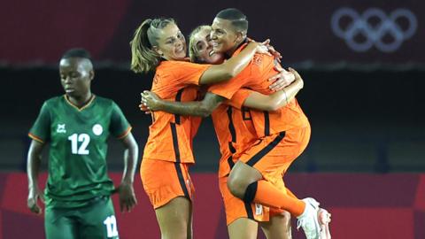 Netherlands celebrate against Zambia