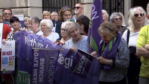 A protest was held in Belfast on Wednesday against the proposals