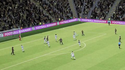 A women's football match being played in a computer game 