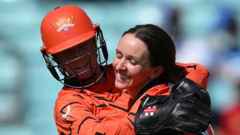 Sunrisers Leeds players celebrate a wicket