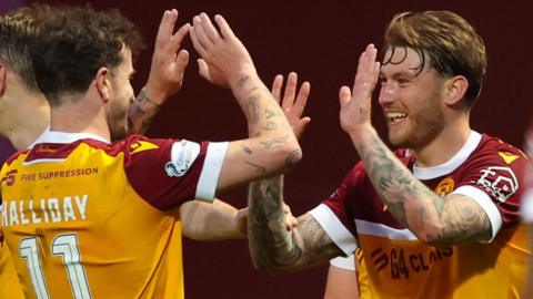 Motherwell players celebrating