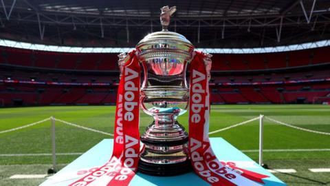 The Women's FA Cup trophy at Wembley