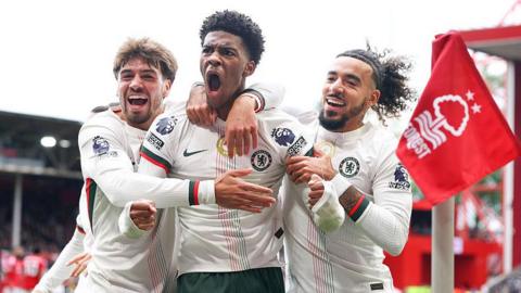 Josh Acheampong celebrates his goal at Nottingham Forest