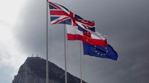 UK, Gibraltar and EU flags