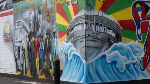 A Windrush mural in Darlington, near the Arthur Wharton Foundation