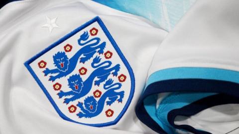  Logo on a jersey of the England national football team for the Football FIFA World Cup 2022 in Qatar