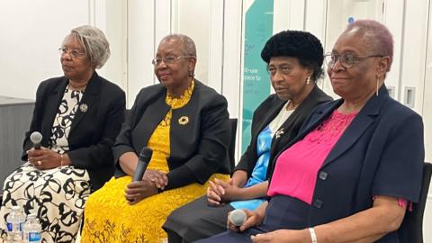 Windrush nurses (from left) Yvonne English, Dorothy Stewart, Adora Maynard and Gloria Hanley 