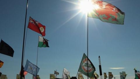 Flags at Glastonbury