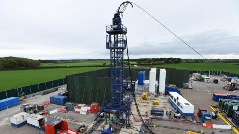 Undated handout file photo of the Cuadrilla hydraulic fracturing site at Preston New Road shale gas exploration site in Lancashire