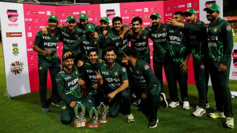 Pakistan with the ODI series trophy