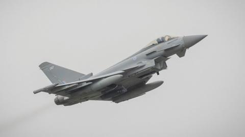 A Typoon jet pictured in the air