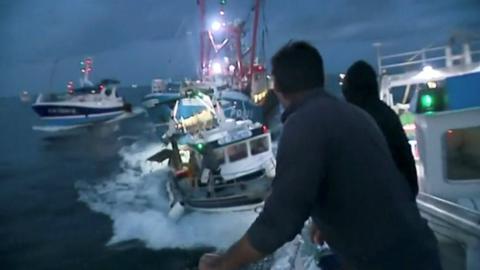 French and UK boats collide in the English Channel during a row over scallops