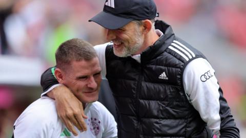 Bayern Munich manager Thomas Tuchel with his assistant Anthony Barry