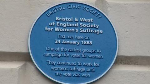 Blue plaque to women in Bristol who campaigned for the right to vote