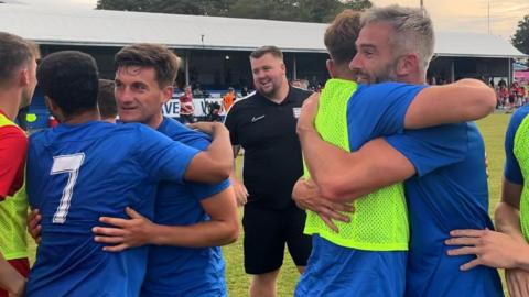 Jersey celebrate winning their semi final