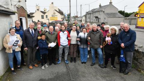 Llanfachraeth residents with MP Albert Owen