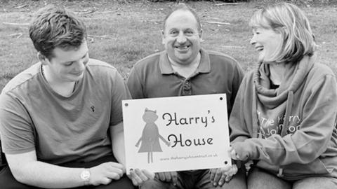 Harry's parents Stephen and Sally Johnson and his brother Eric