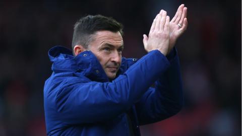 Newly appointed Sheffield United manager Paul Heckingbottom applauds the home fans