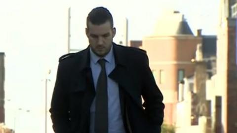 Lee McLaughlin entering the tribunal