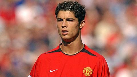 Cristiano Ronaldo looks on during his Manchester United debut