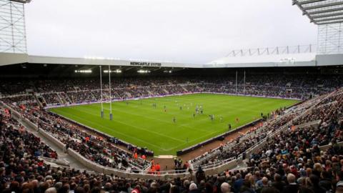 St James' Park hosting England vs Samoa in 2022