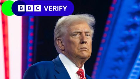 Donald Trump with BBC Verify branding