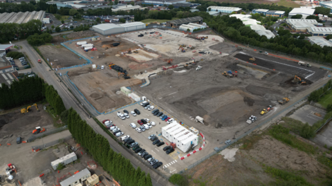 Birds-eye view of a building site 