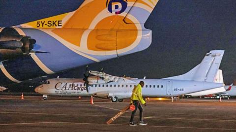 Planes at Goma airport in DR Congo - December 2023